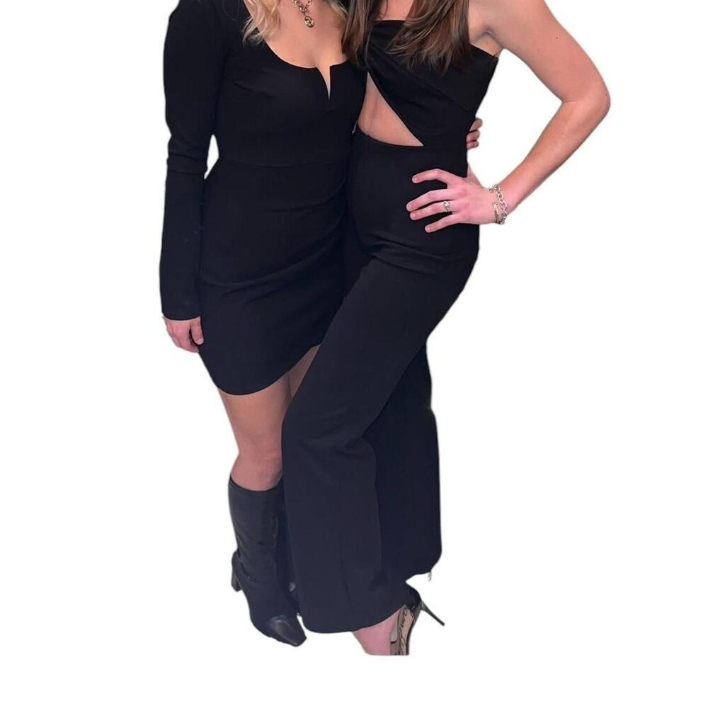 Blue Blush Black jumpsuit with cut out detail